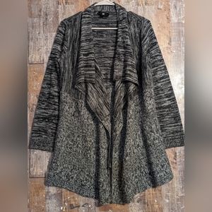IZ Byer Gray/Black Heathered Cardigan Sweater Cascading Length